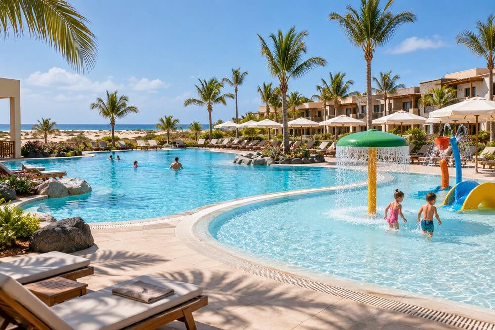 Rodzinny basen i strefa rekreacyjna w resorcie Cabo Verde