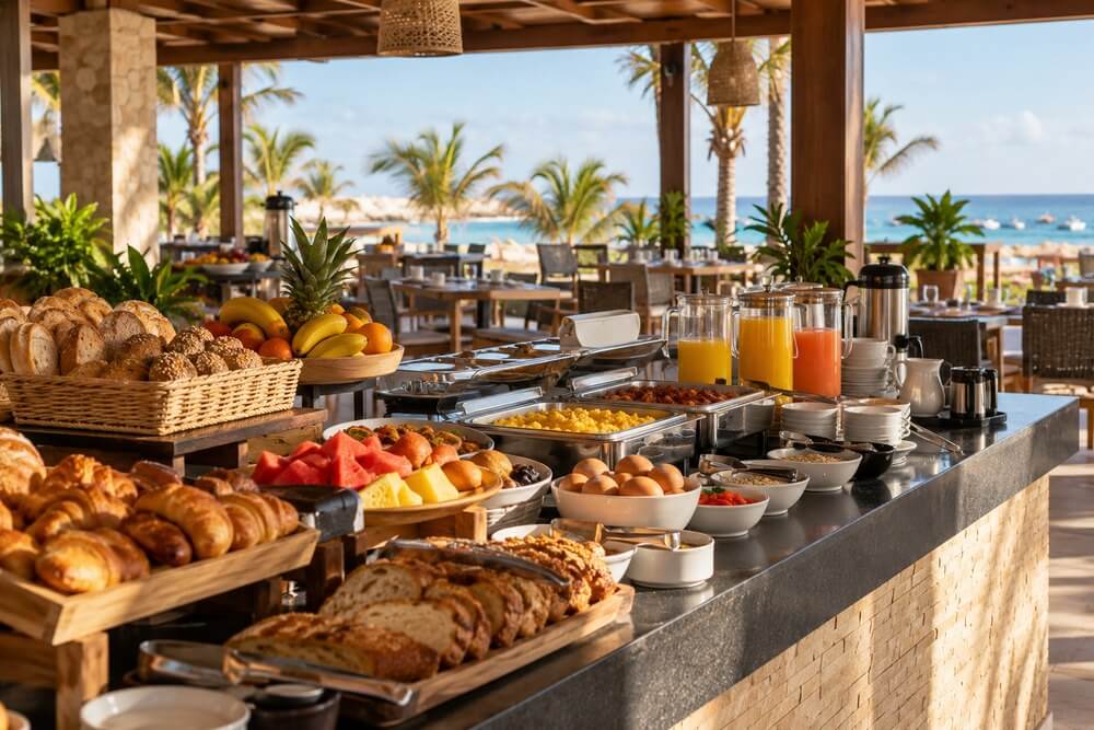 Hotelowy bufet śniadaniowy w Santa Maria na Sal
